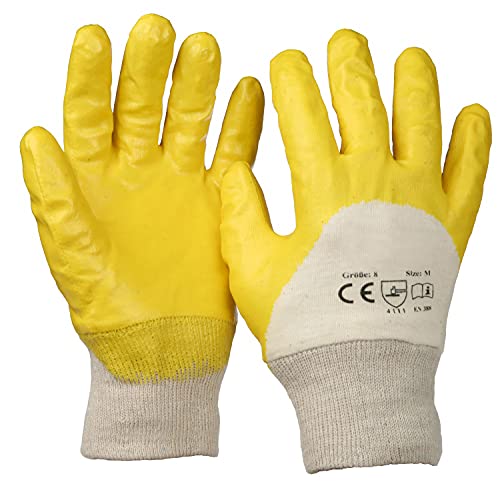 SBS® Nitrilhandschuhe | 12 Paar | Gelb | Gr. 9 L | mit Strickbund Nitril-Handschuhe | Arbeitshandschuhe von SBS