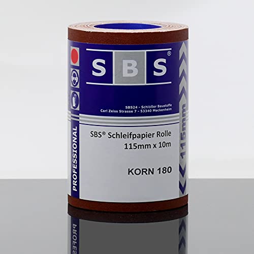 SBS® Schleifpapier Rolle | 115 mm x 10 m | Professional (Korn 180) von SBS