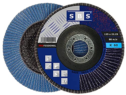SBS Fächerscheiben | ø 125 mm | Korn 60 | 10 Stück | INOX Blau für Winkelschleifer Schleifmop von SBS