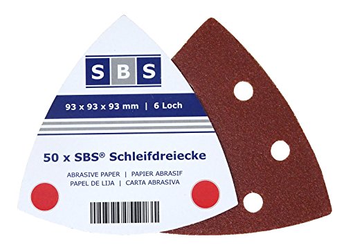 SBS Klett-Schleifdreiecke 93x93x93 50 Stück Korn 150 Delta 6 Loch von SBS