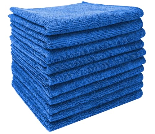 SBS Microfasertücher 10 Stück | 30 x 30 cm | blau | waschbar | für Haushalt, Auto Motorrad etc. | Putztücher | Poliertücher | Haushaltstücher | Staubtuch von SBS