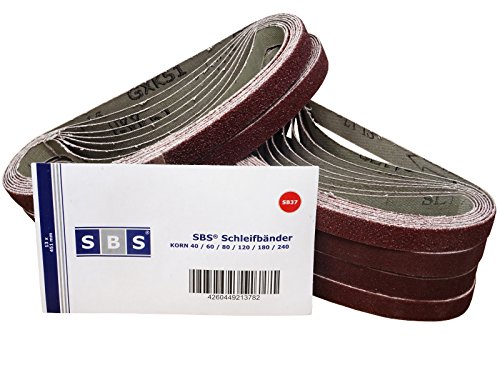 SBS Schleifbänder | 13 x 451mm | 96 Stück | Mix Pack | 16 Stück je Korn P40/60/80/120/180/240 von SBS