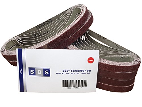 SBS Schleifbänder | 13 x 457 mm | 96 Stück | Mix Pack - 16 St. je Korn 40/60/80/120/240 von SBS