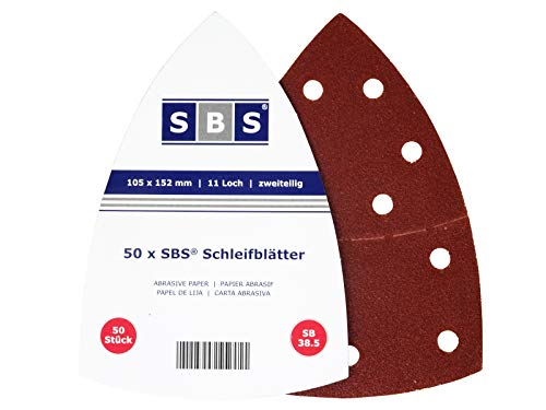 SBS Schleifblätter | 105 x 152mm | Korn 60 | 50 Stück | für Multischleifer Prio von SBS