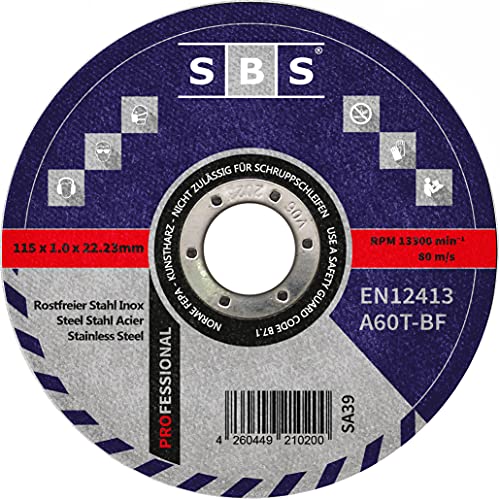 SBS Trennscheiben | 115 x 1,0mm | 10 Stück | INOX | Flexscheibe Profi Qulität Trennscheibe für Stahl, Edelstahl, INOX uvm. von SBS