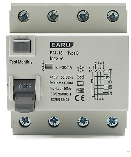 SBSSYVLMV 4P 10/30/100/300mA Elektrische Fahrzeug EV Lade Pile Fehlerstromschutzschalter DC FI-SCHUTZSCHALTER RCD Typ B 63A 6KA Din-schiene Erde Leckage(4p 10a) von SBSSYVLMV