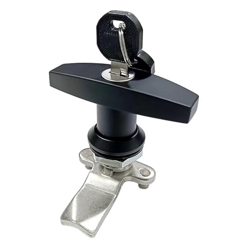 SBSSYVLMV Zinklegierung Werkzeugkasten Garagentor T-Griff mit Schlüsseln Industrielles Schrankschloss Schranktürgriff Hardware Türschloss Zubehör 1 Stück(Black with Keys) von SBSSYVLMV