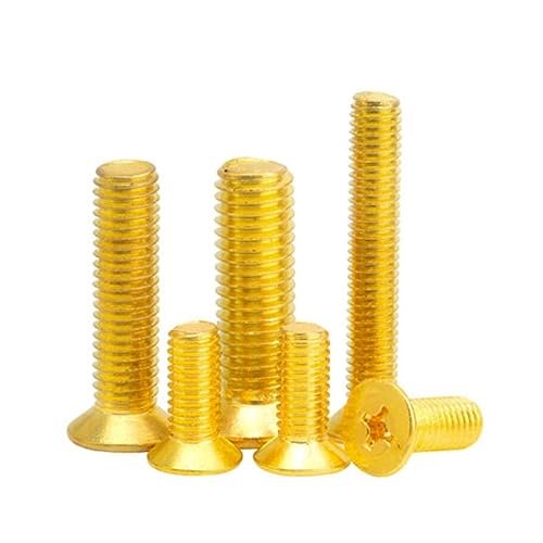3–50 Stück Messing-Flachkopfschrauben M2 M2,5 M3 M4 M5 M6 M8 Messing-Kreuzschlitz-Senkkopf-Maschinenschrauben (Color : 8mm, Size : M2.5 50PCS) von SBTRKT
