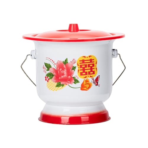 Bettpfanne, chinesischer Spucknapf mit Griff, Dicker Nachttopf mit Deckel, Töpfchen, Pinkeleimer, tragbare Toilette for Erwachsene von SBZIOJHDR
