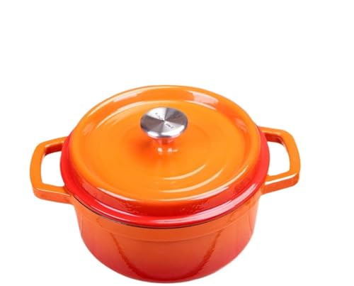 Keramik-Schmortopf Emaillierter Gusseisentopf for den Ofen, Mini-Auflaufform mit Deckel, runder, antihaftbeschichteter Eintopf for den Haushalt, langlebiger Topf for Kochen(Orange,24cm) von SBZIOJHDR