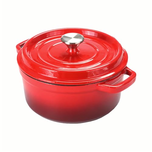 Keramik-Schmortopf Emaillierter Gusseisentopf for den Ofen, Mini-Auflaufform mit Deckel, runder, antihaftbeschichteter Eintopf for den Haushalt, langlebiger Topf for Kochen(Red,26cm) von SBZIOJHDR