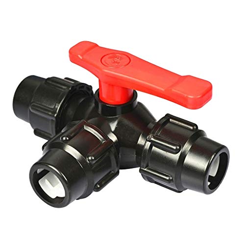 Rohrhahn-Absperrventil, T-Typ-Ventilstecker, Dreiwege-Schnellanschluss-Ventilschalter aus Kunststoff(Svart,63mm) von SBZIOJHDR
