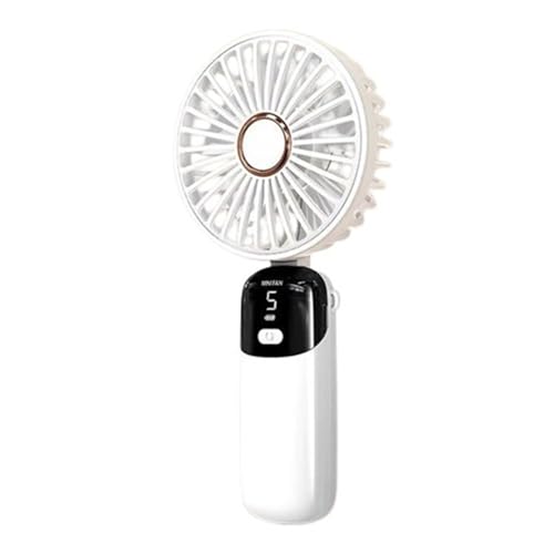 SBZIOJHDR tragbarer Ventilator, 5-Gang-USB-Handventilator, Mini-Ventilator, faltbar, tragbar, leiser kleiner Ventilator, wiederaufladbarer Ventilator mit Display von SBZIOJHDR