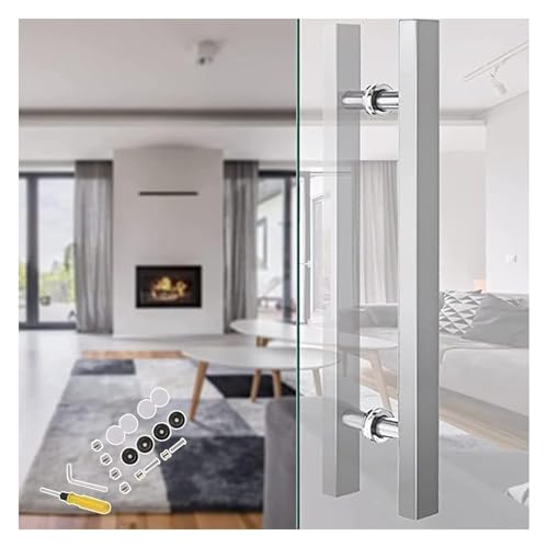 SBZIOJHDR tragbarer Ventilator, Doppelseitige Türgriffe for den Eingang, Schiebetürgriffe for Scheunentore mit komplettem Set, for Holztüren und Badezimmertüren aus Glas(Length60CM) von SBZIOJHDR