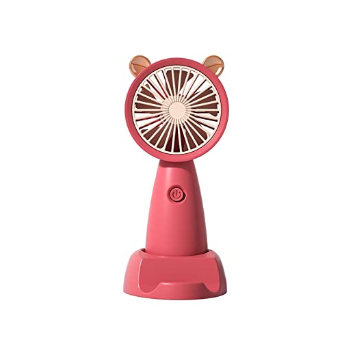 SBZIOJHDR tragbarer Ventilator, Tragbarer, über USB aufladbarer Mini-Ventilator, Handventilatoren mit Basis, tragbarer Handventilator for den Sommer im Freien mit Telefonhalter(Red) von SBZIOJHDR