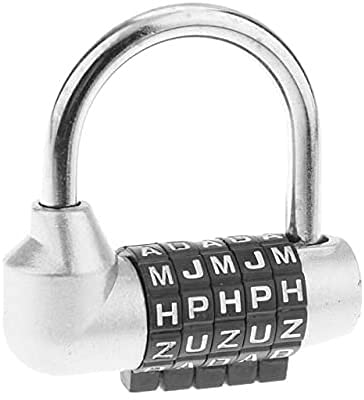 Ziffernwahl-Passwort-Vorhängeschlösser, 5 Buchstaben Passwort Vorhängeschloss Kombinationsschloss Gepäck Koffer Safe Schließfächer Kombination Vorhängeschlösser(Silver) von SBZIOJHDR