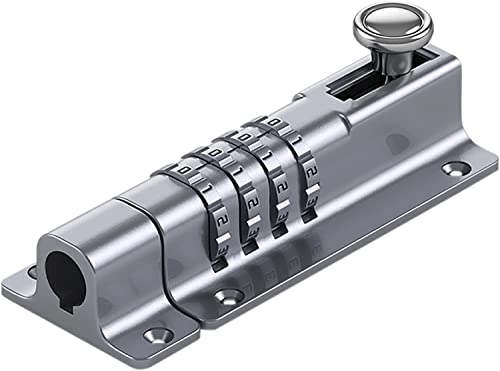 Ziffernwahl-Passwort-Vorhängeschlösser, Schieberiegelschloss mit 4-stelliger Passwortkombination, for Türen, Schlafzimmer und Schränke, Türriegel(Streamer Silver) von SBZIOJHDR