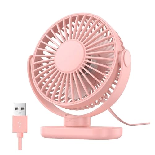 tragbarer Ventilator, Tragbarer Mini-USB-Tischventilator, 360 ° Drehung, 3 Geschwindigkeiten, starker Luftstrom, kleiner Kühlventilator for den Schreibtisch im Schlafzimmer, Zuhause, Büro(Pink) von SBZIOJHDR
