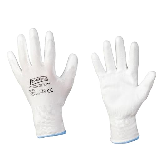 SC-Normteile | Arbeitshandschuhe, Schutzhandschuhe in Weiß - Größe 7 (S) - (1 Paar) - PU/Polyester - Feinstrick - Montagehandschuhe - WHITE Edition - CAT 2 von SC-Normteile