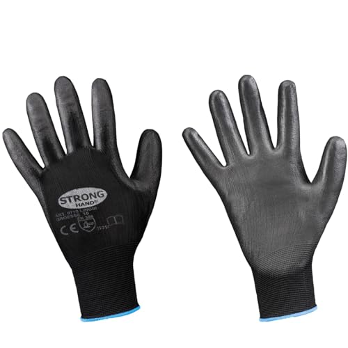 SC-Normteile | Montagehandschuhe, Arbeitshandschuhe - Größe 7 (S) - (12 Paar) - PU/Polyamid - Feinstrick, nahtlos - schwarz - CAT 2 - SC0710 von SC-Normteile