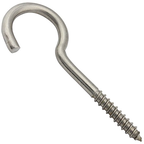SC-Normteile Schraubhaken mit Holzgewinde - 6 x 100 mm - (1 Stück) - Wandhaken | Wäscheleinenhaken | gebogen | rostfrei - (Gewindelänge: 35 mm) - aus Edelstahl A2 V2A - SC9080 von SC-Normteile
