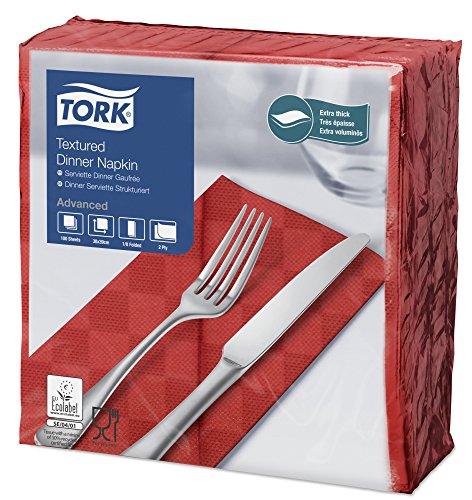 Tork 470315 Textured Dinnerserviette, 1/8 Falz, Rot (1200-er pack) von Tork