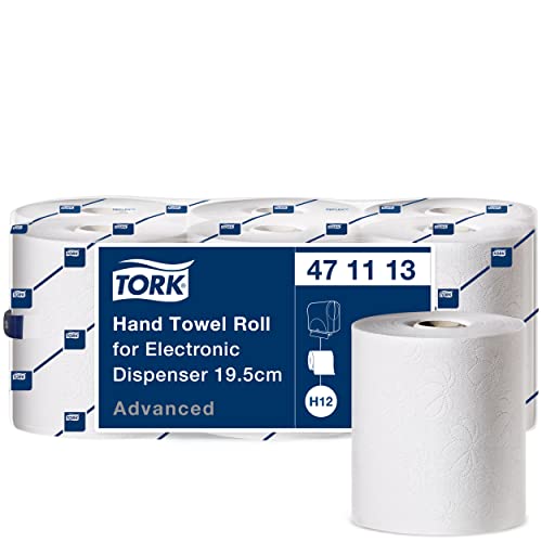 Tork Rollenhandtuch für Sensor-Systeme 471113 - H12 und H13 - Advanced Papierhandtücher für elektrische Rollenhandtuch-Spender- saugfähig und reißfest, 2-lagig, weiß - 6 Rollen, Mittel von Tork