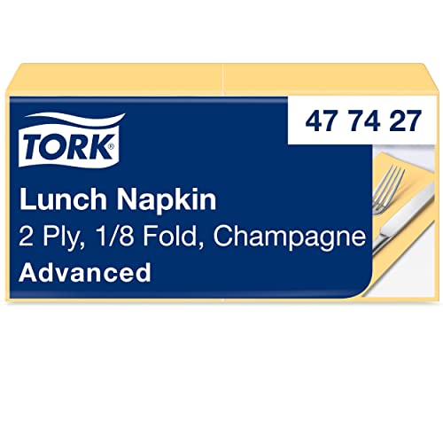 Tork 477427 champagnerfarbene Lunchservietten 1/8 gefaltet / 2-lagige Papierservietten für Snacks & kleine Gerichte / Advanced Qualität / 10 x 200 (2000) Servietten / 32,6 x 33 cm (B x L) von Tork
