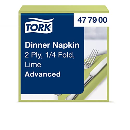 Tork 477900 Dinnerservietten Limone / 2-lagige Papierservietten / Großzügige Maße / Passend für jede Gelegenheit / Advanced Qualität / 12 x 150 Servietten / 39 x 39 cm (B x L) / 1/4-Falz von Tork