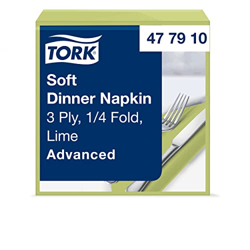 Tork 477910 Soft Dinnerserviette Limone / Papierservietten 3 lagig / Ideale Qualität und Größe für ein Abendessen / Advanced Qualität / 12 x 100 (1200) Servietten / 39 x 39 cm (B x L) von Tork