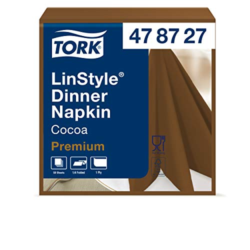 Tork 478727 Linstyle Premium Dinnerservietten Kakao / Servietten stoffähnlich und saugfähig / 1-lagig / Premium Qualität / 12 x 50 (600) Airlaid Servietten / 39 x 39 cm (B x L) von Tork