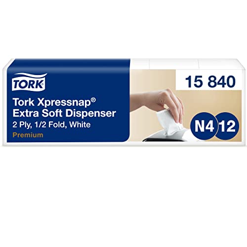 Tork 15840 Xpressnap Extra Soft Spenderserviette unbedruckt / Weiße Papierserviette für Serviettenspender N4 / 8x500 Stück von Tork