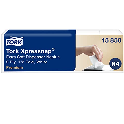 Tork 15850 Xpressnap Extra Soft Spenderserviette unbedruckt / Weiße Papierserviette für Serviettenspender N4 / 8x1000 Stück von Tork