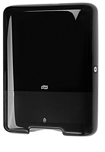 Tork 553008 Spender für H3 Zickzack und Lagenfalz Handtücher im Elevation Design / Papiertuchspender für hygienische Einzeltuchentnahme in Schwarz von Tork
