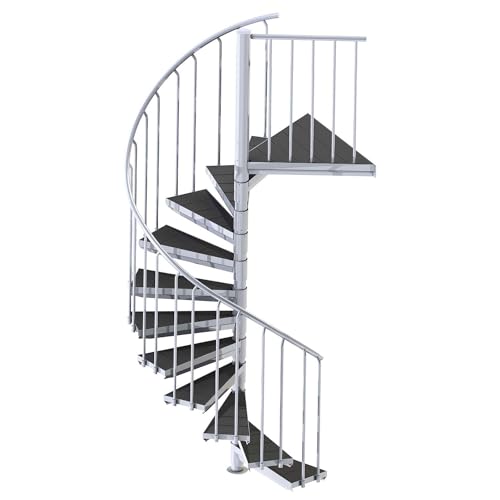 Spindeltreppe außen Scarvo M, Wendeltreppe verzinkt, Geschosshöhe: 324-341 cm, 17 Stufen, EIN Podest, Durchmesser: 160 cm, Stufenbelag: WPC-Belag, Stahltreppe Spindeltreppe außen Scarvo M, Wendeltreppe verzinkt, Geschosshöhe: 324-341 cm, 17 Stufen, EIN Podest, Durchmesser: 160 cm, Stufenbelag: WPC-Belag, Stahltreppe von SCALANT