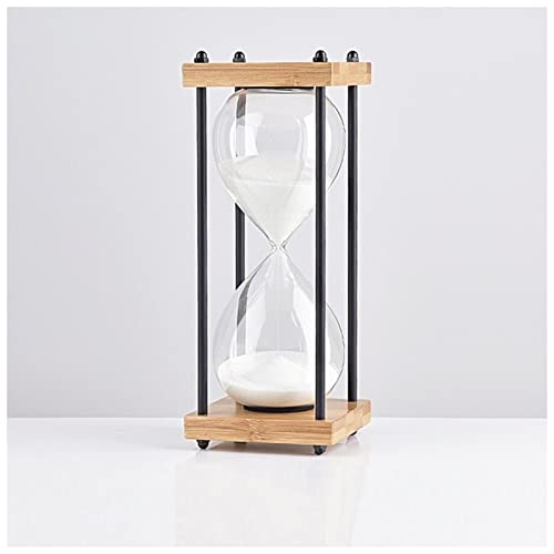 FrEshn Sanduhr Quadratische hölzerne untere Sanduhr 30 Minuten Zeit Timer Home Ornamente Sandglas Küche Hour Meter Blaue Sanduhr Sanduhr Holz (Color : Bamboo White, Size : 30min) von SCALZE