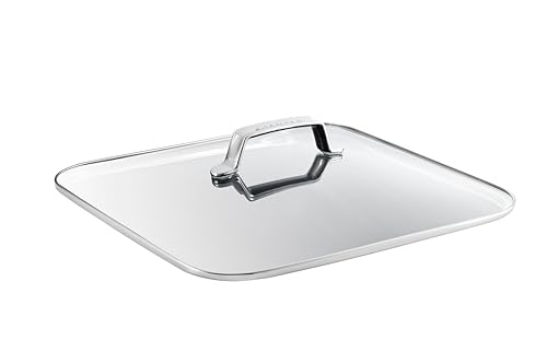 Scanpan TechnIQ Quadratischer Glasdeckel 33x33 cm mit hitzebeständigem Griff | Spülmaschinenfest | Ofenfest von SCANPAN