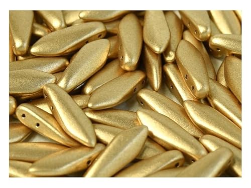 100 Stück 2-Loch Dolchperlen 5x16mm, Aztekengold, Tschechisches Glas (2-Hole Dagger Beads) von SCARA BEADS GET INSPIRED