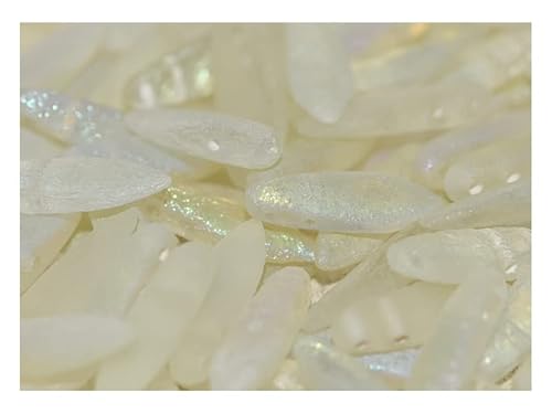 100 Stück 2-Loch Dolchperlen 5x16mm, Kristall Geätzt Grün Schimmernd, Tschechisches Glas (2-Hole Dagger Beads) von SCARA BEADS GET INSPIRED