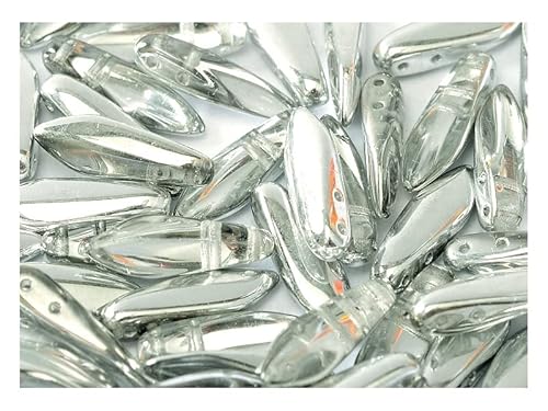100 Stück 2-Loch Dolchperlen 5x16mm, Kristall Labrador, Tschechisches Glas (2-Hole Dagger Beads) von SCARA BEADS GET INSPIRED