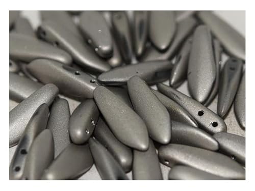 100 Stück 2-Loch Dolchperlen 5x16mm, Kristall Voll-Argentinisch Mattiert, Tschechisches Glas (2-Hole Dagger Beads) von SCARA BEADS GET INSPIRED