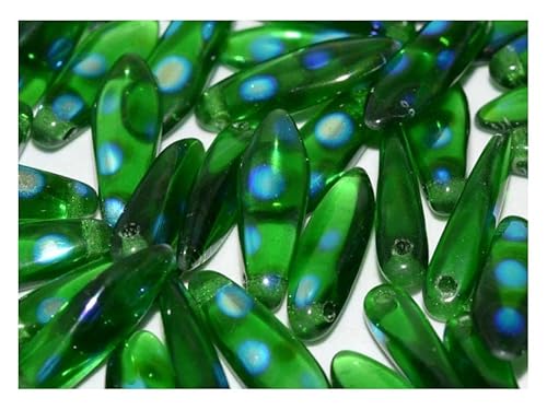 100 pcs Dolchperlen 5x16 mm, Chrysolith AB-Punkte, Tschechisches Glas (Dagger Beads) von SCARA BEADS GET INSPIRED