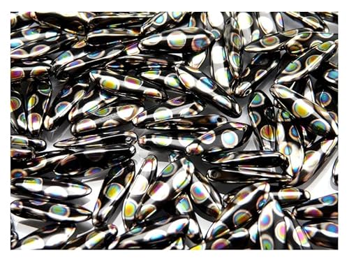 100 pcs Dolchperlen 5x16 mm, Jet Glasmalerei Punkte, Tschechisches Glas (Dagger Beads) von SCARA BEADS GET INSPIRED