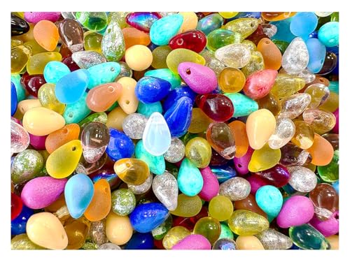 100 pcs Teardrop Perlen 6x9 mm, Gemischte Farben, Tschechisches Glas (Teardrop Beads) von SCARA BEADS GET INSPIRED