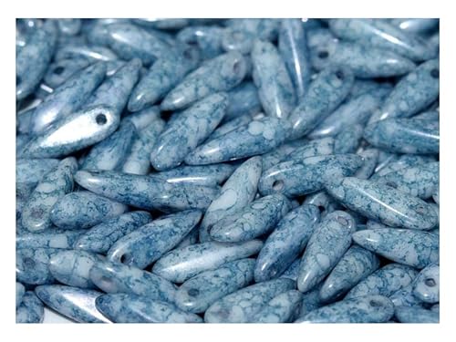 200 pcs Dolchperlen 3x11 mm, Kreideweiß Terrakotta Blau, Tschechisches Glas (Dagger Beads) von SCARA BEADS GET INSPIRED