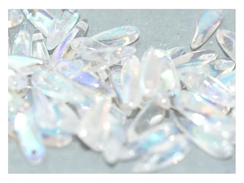 200 pcs Dolchperlen 3x11 mm, Kristall AB, Tschechisches Glas (Dagger Beads) von SCARA BEADS GET INSPIRED