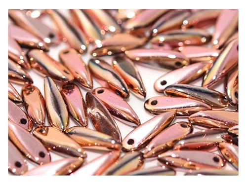 200 pcs Dolchperlen 3x11 mm, Kristall voll Capri Rose, Tschechisches Glas (Dagger Beads) von SCARA BEADS GET INSPIRED