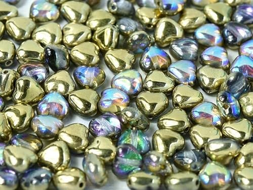 300 pcs Herzperlen 6 mm, Kristall Gold Schimmernd, Tschechisches Glas (Heart Beads) von SCARA BEADS GET INSPIRED