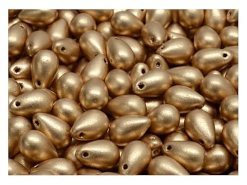 50 Stück Teardrop Perlen 6x9 mm, Aztekisches Gold, Tschechisches Glas (Teardrop Beads) von SCARA BEADS GET INSPIRED
