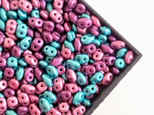 60 g Kleine Perlen SuperDuo Rocailles 2,5x5 mm, 2 Löcher, Tschechisches Glas, Alabaster Pastell Bordeaux Smaragd Burgund 60 g Kleine Perlen SuperDuo Rocailles 2,5x5 mm, 2 Löcher, Tschechisches Glas, Alabaster Pastell Bordeaux Smaragd Burgund von SCARA BEADS GET INSPIRED